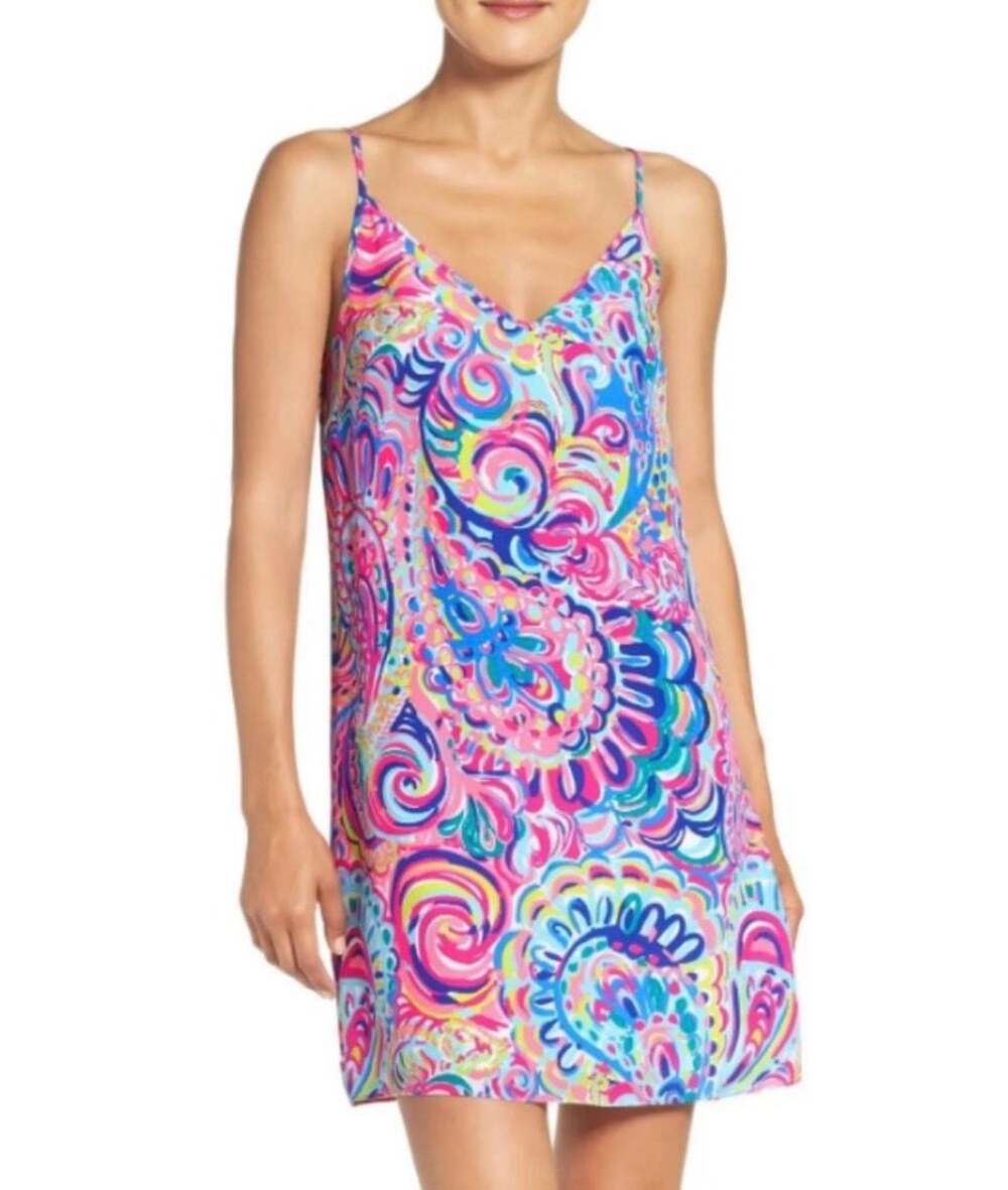 Lilly Pulitzer Lela Silk Slip Dress in Psychedelic Sunshine paisley print XS